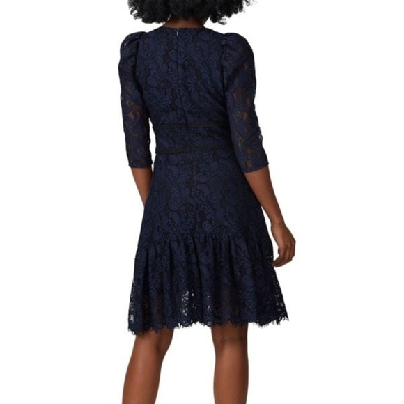 Shoshanna Miran Navy Blue Lace Puff Sleeve Dress size 4 - Picture 4 of 9